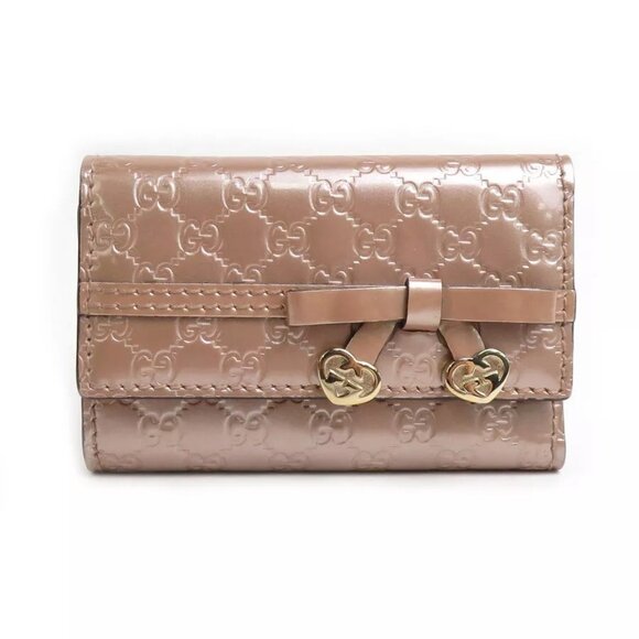 Auth GUCCI Micro Guccissima Key Case Beige/Gold Patent leather - Picture 1 of 15